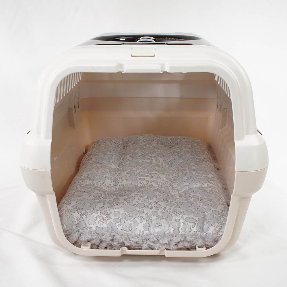 縁無しクッションベッド/クレートクッション リバティプリント Betsy グレーファー Sサイズ