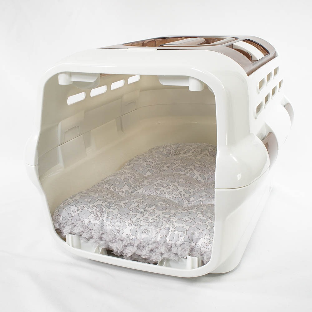 縁無しクッションベッド/クレートクッション リバティプリント Betsy グレーファー Sサイズ