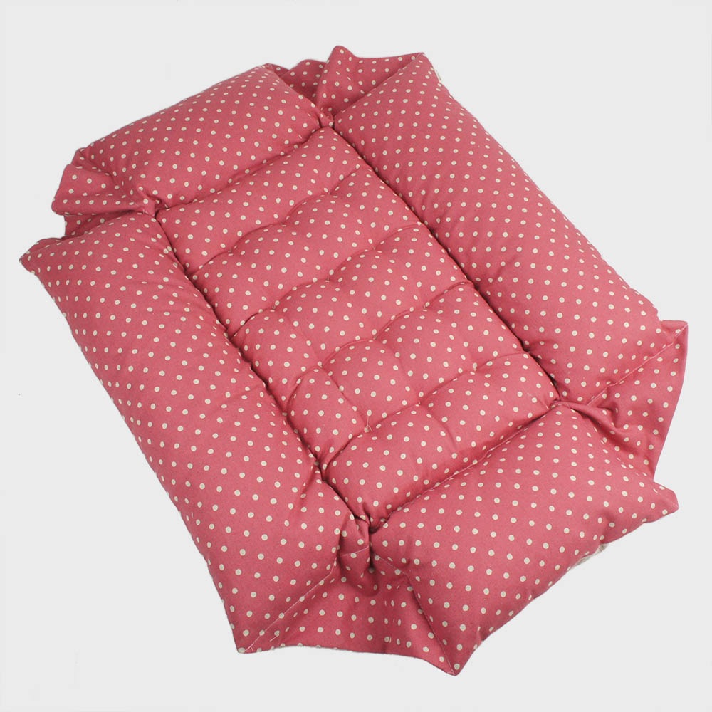 ペットが喜ぶ キャリークッションベッド/クレートクッション マカロンピンクドット Ｌサイズ