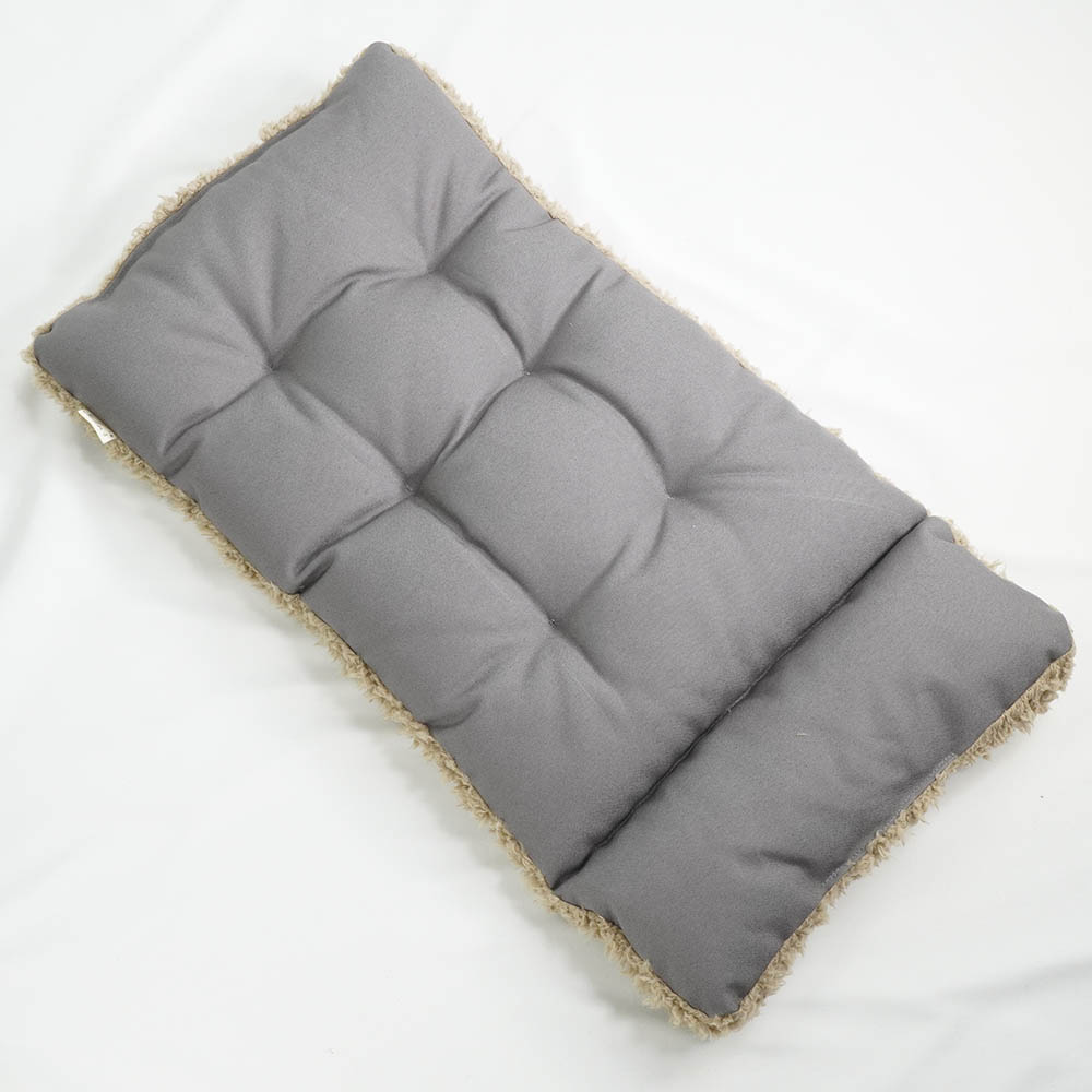 あごのせ縁無しクッション/クレートクッション 丈夫な9.5号帆布 チャコールグレーファー Mサイズ