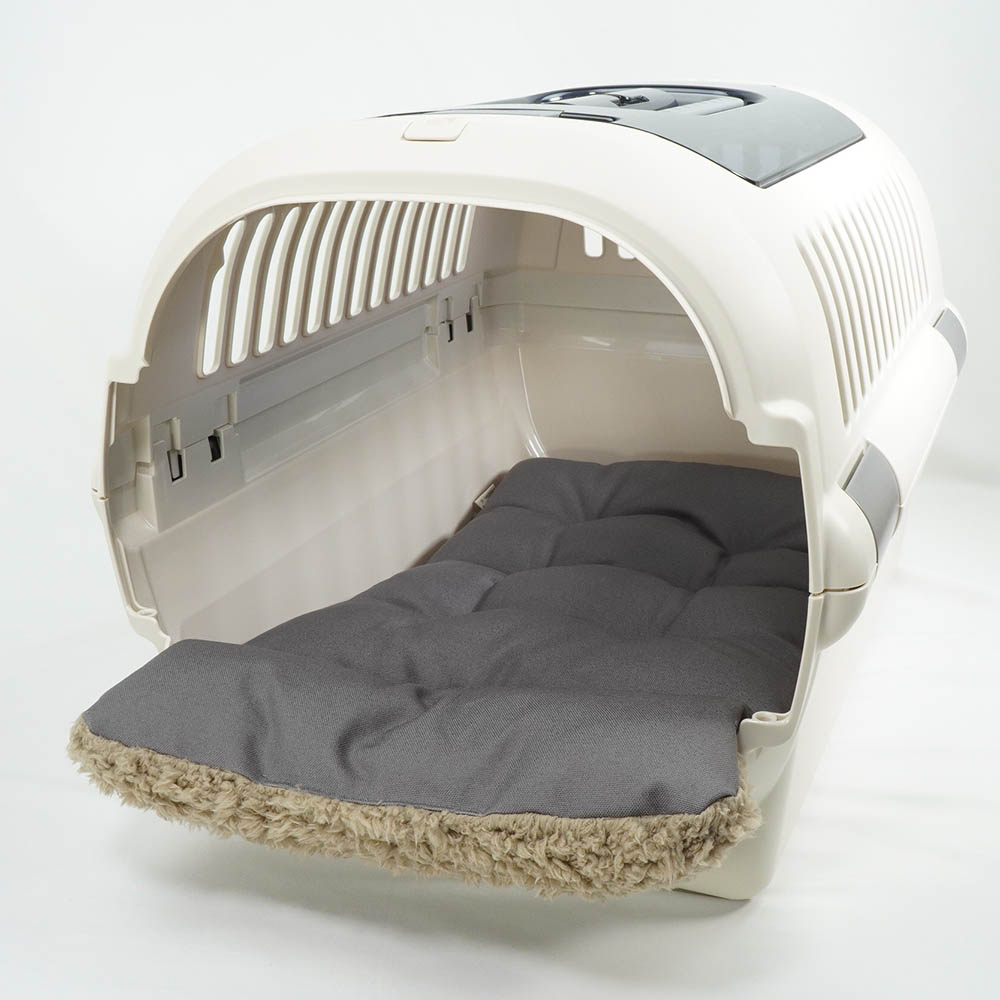 あごのせ縁無しクッション/クレートクッション 丈夫な9.5号帆布 チャコールグレーファー Mサイズ