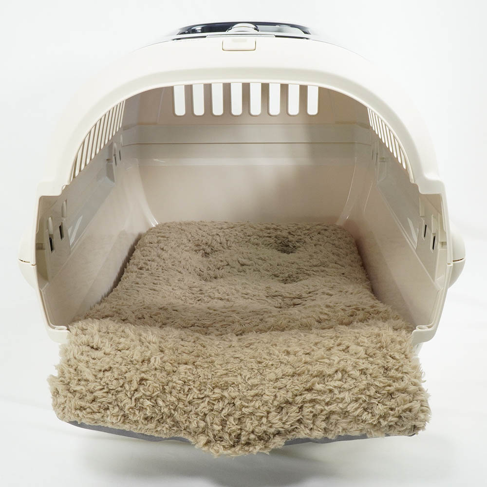 あごのせ縁無しクッション/クレートクッション 丈夫な9.5号帆布 チャコールグレーファー Mサイズ