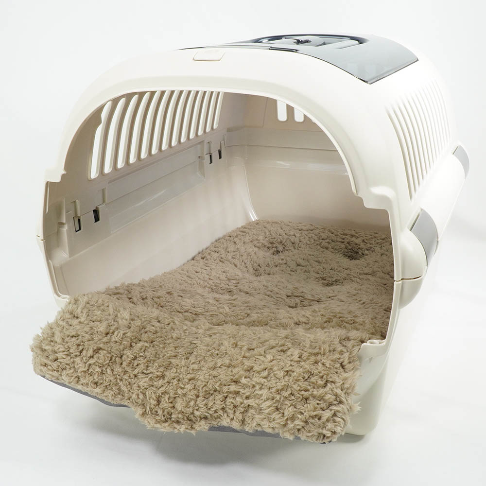 あごのせ縁無しクッション/クレートクッション 丈夫な9.5号帆布 チャコールグレーファー Mサイズ