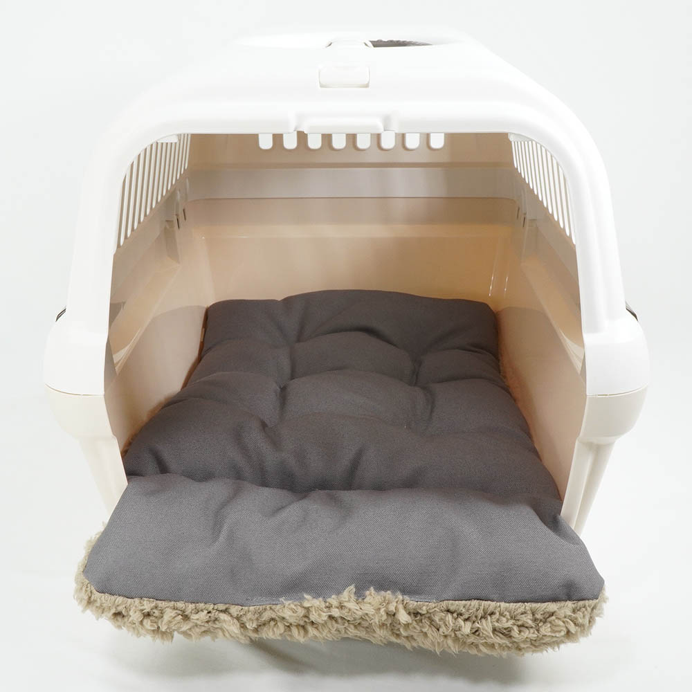 あごのせ縁無しクッション/クレートクッション 丈夫な9.5号帆布 チャコールグレーファー Mサイズ