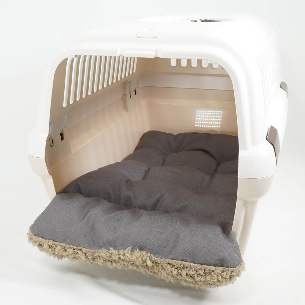 あごのせ縁無しクッション/クレートクッション 丈夫な9.5号帆布 チャコールグレーファー Mサイズ