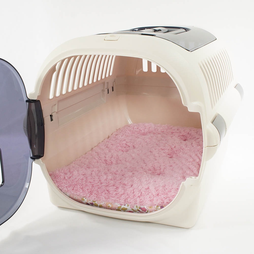 縁無しクッションベッド/クレートクッション リバティプリント Betsy ピンクファー Mサイズ