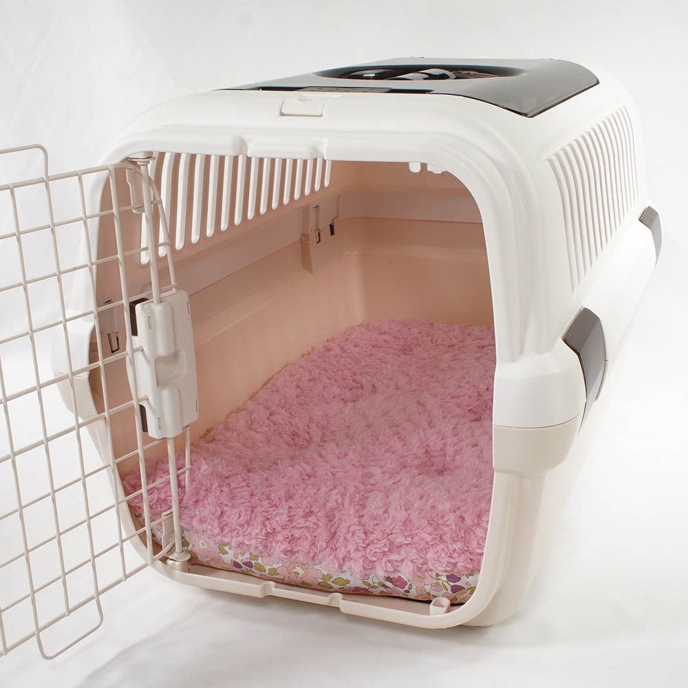 縁無しクッションベッド/クレートクッション リバティプリント Betsy ピンクファー Mサイズ