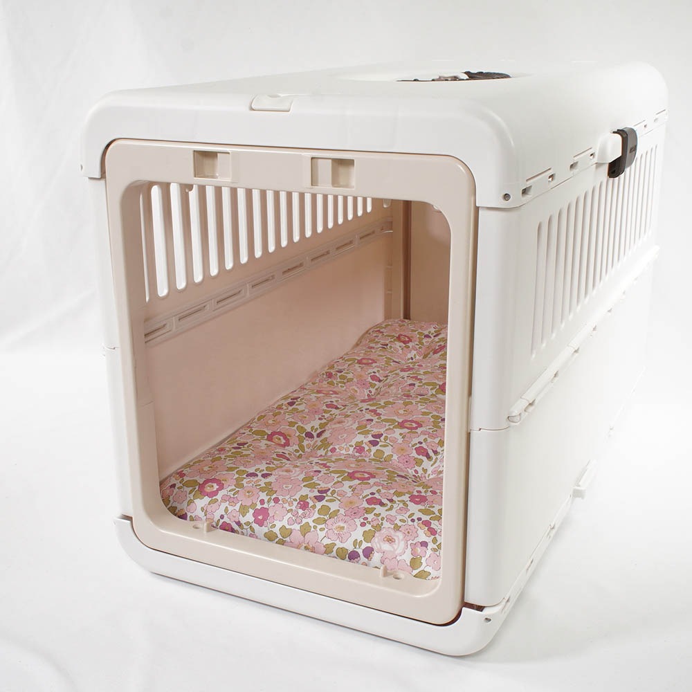 縁無しクッションベッド/クレートクッション リバティプリント Betsy ピンクファー Mサイズ