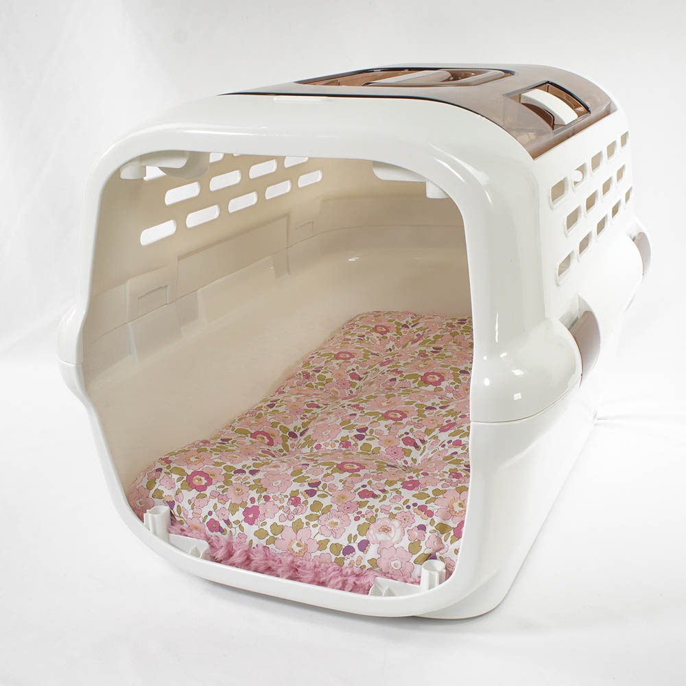 縁無しクッションベッド/クレートクッション リバティプリント Betsy ピンクファー Mサイズ