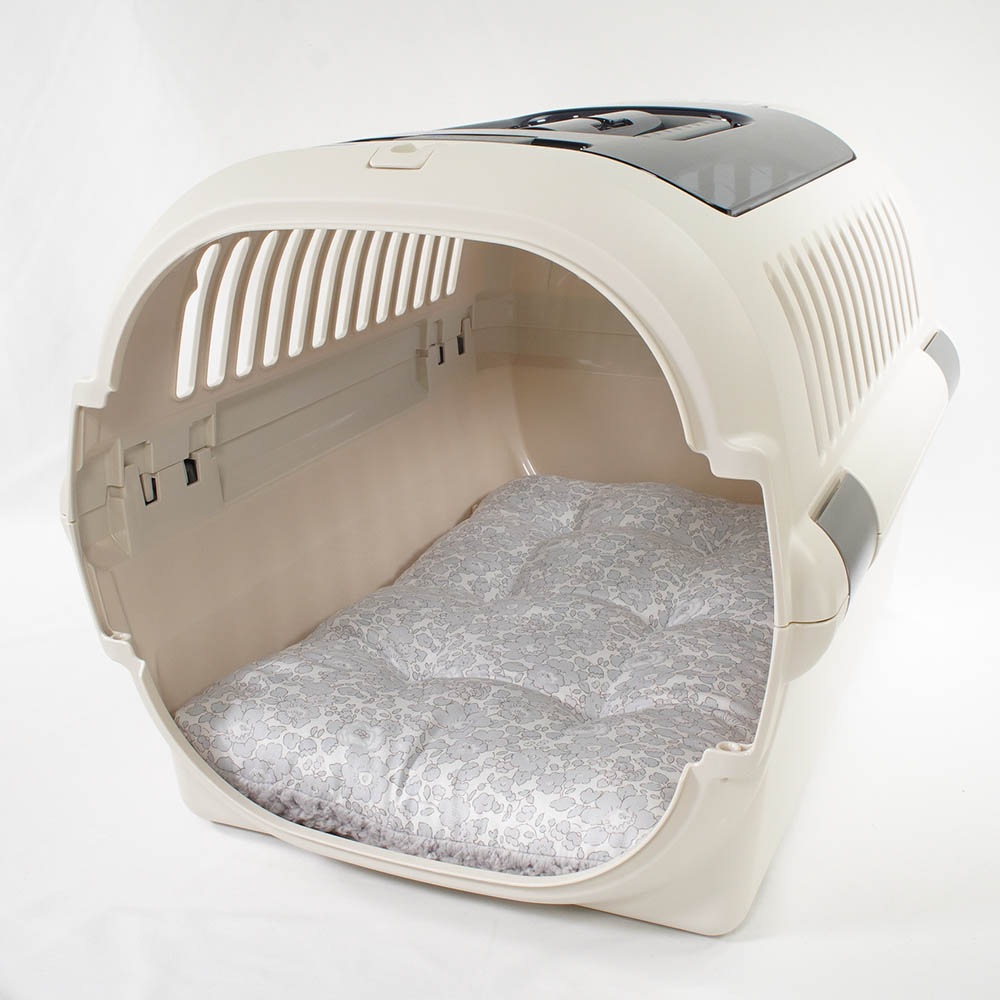 縁無しクッションベッド/クレートクッション リバティプリント Betsy グレーファー Mサイズ