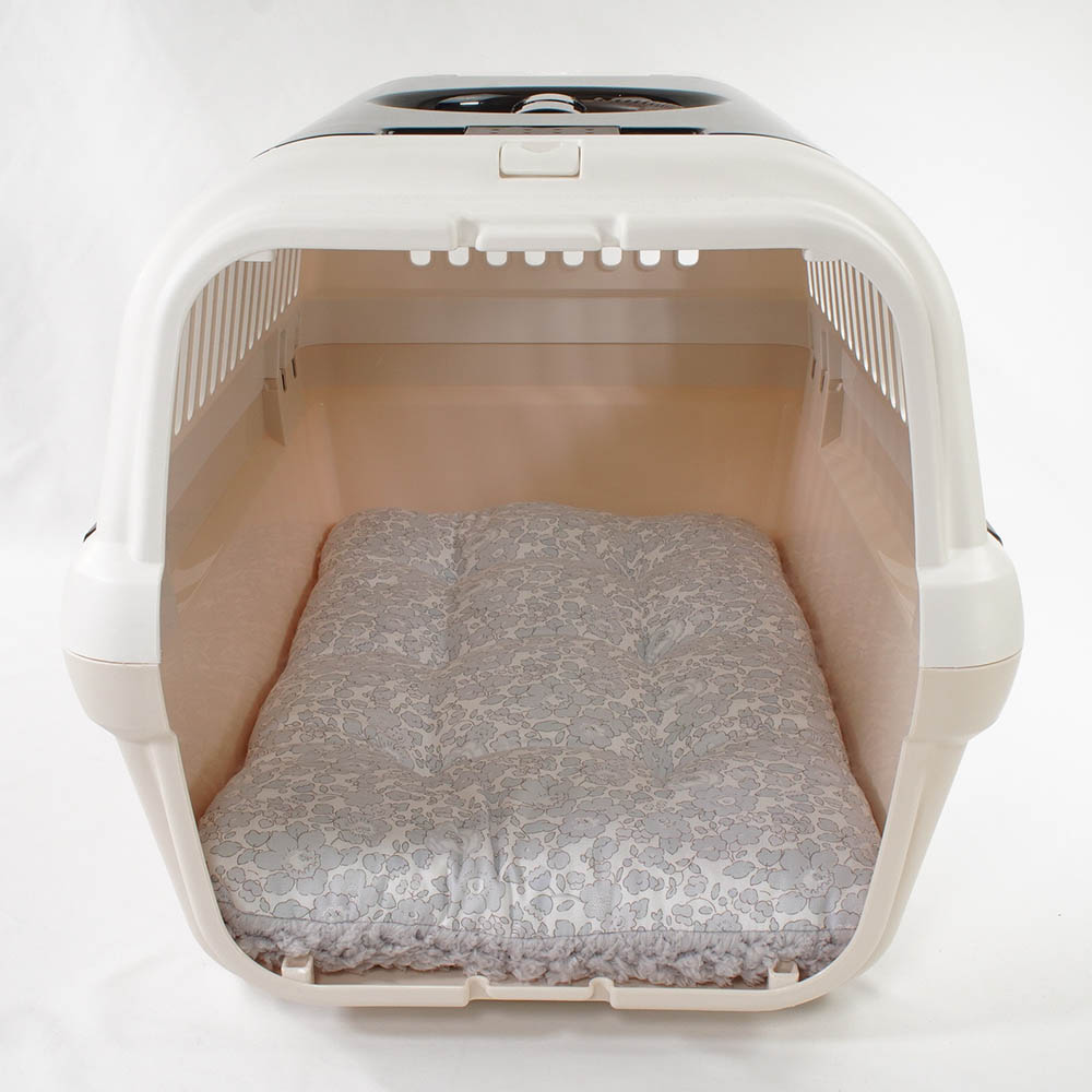 縁無しクッションベッド/クレートクッション リバティプリント Betsy グレーファー Mサイズ