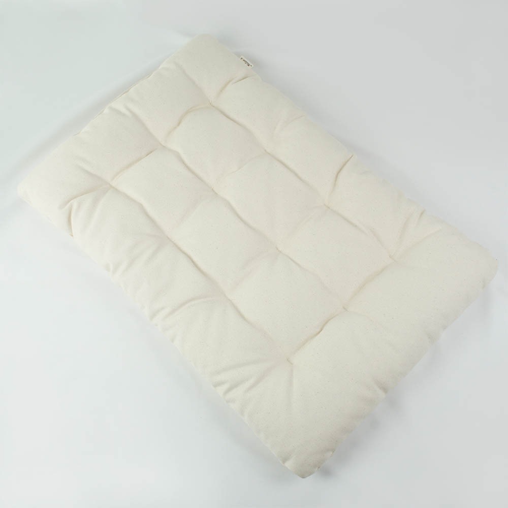 縁無しクッションベッド/クレートクッション カミカミ大好きちゃん用 8号帆布生地 生成 Lサイズ