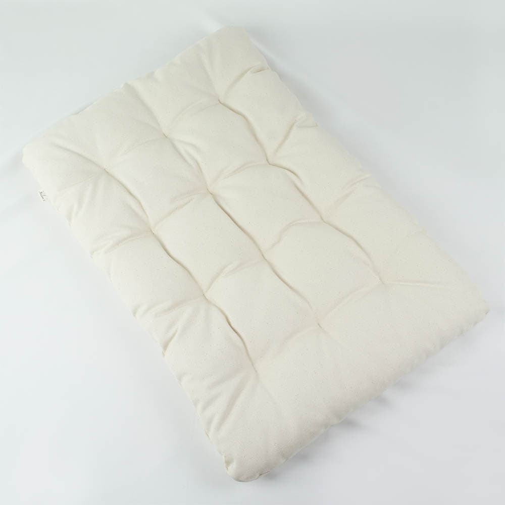 縁無しクッションベッド/クレートクッション カミカミ大好きちゃん用 8号帆布生地 生成 Lサイズ