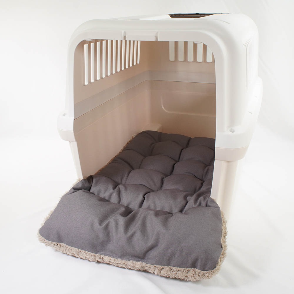 あごのせ縁無しクッション 丈夫な9.5号帆布生地 チャコールグレーファー Lサイズ