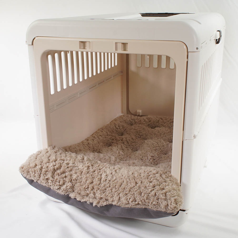 あごのせ縁無しクッション 丈夫な9.5号帆布生地 チャコールグレーファー Lサイズ