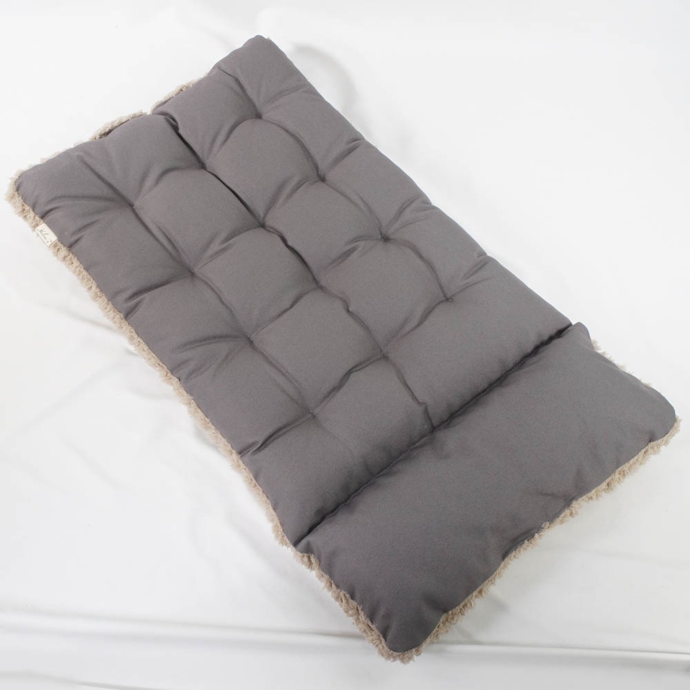 あごのせ縁無しクッション 丈夫な9.5号帆布生地 チャコールグレーファー Lサイズ