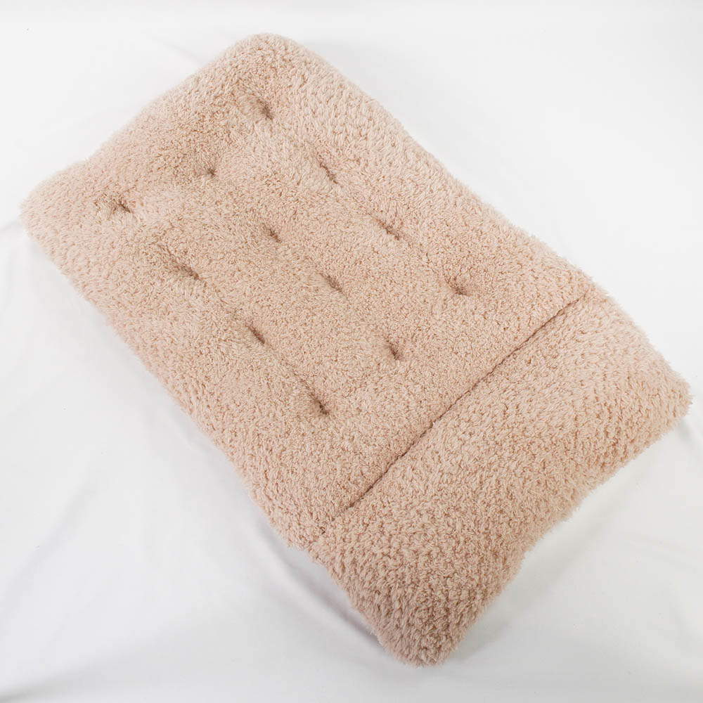 あごのせ縁無しクッション 丈夫な9.5号帆布生地 くすんだピンクファー Lサイズ