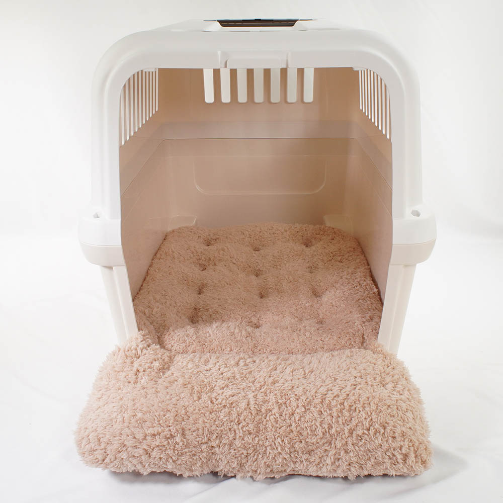 あごのせ縁無しクッション 丈夫な9.5号帆布生地 くすんだピンクファー Lサイズ