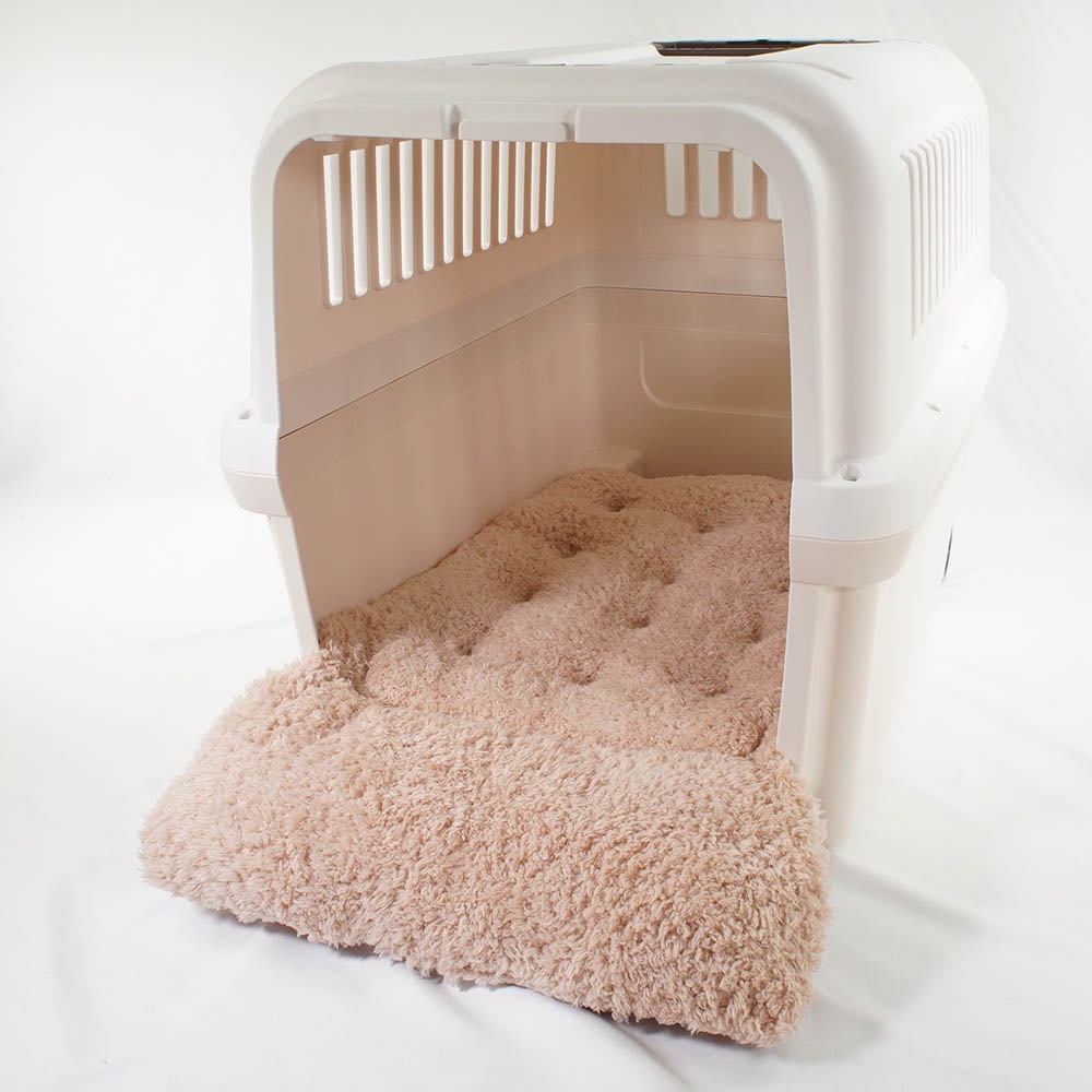 あごのせ縁無しクッション 丈夫な9.5号帆布生地 くすんだピンクファー Lサイズ