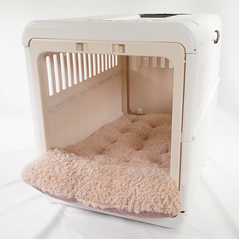 あごのせ縁無しクッション 丈夫な9.5号帆布生地 くすんだピンクファー Lサイズ