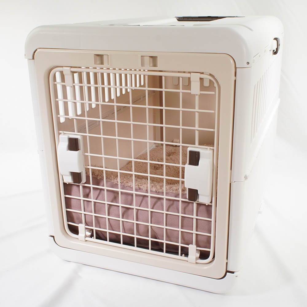 あごのせ縁無しクッション 丈夫な9.5号帆布生地 くすんだピンクファー Lサイズ