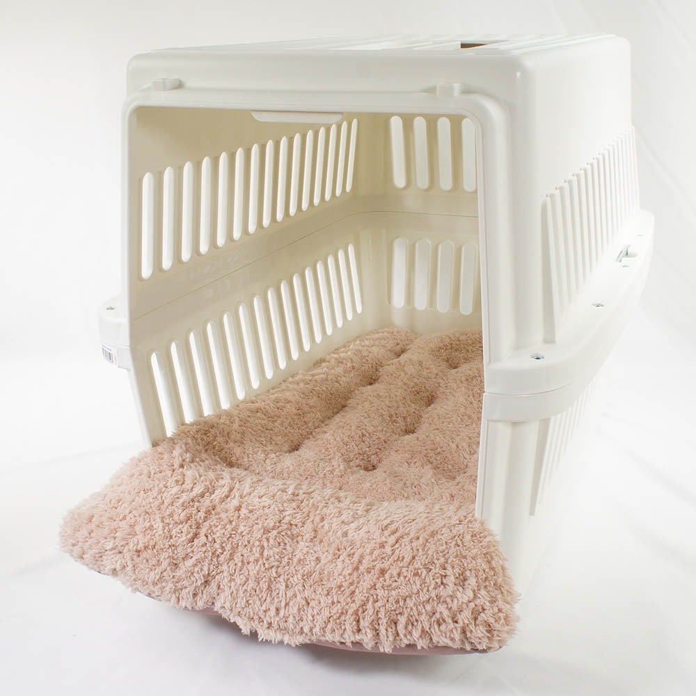 あごのせ縁無しクッション 丈夫な9.5号帆布生地 くすんだピンクファー Lサイズ