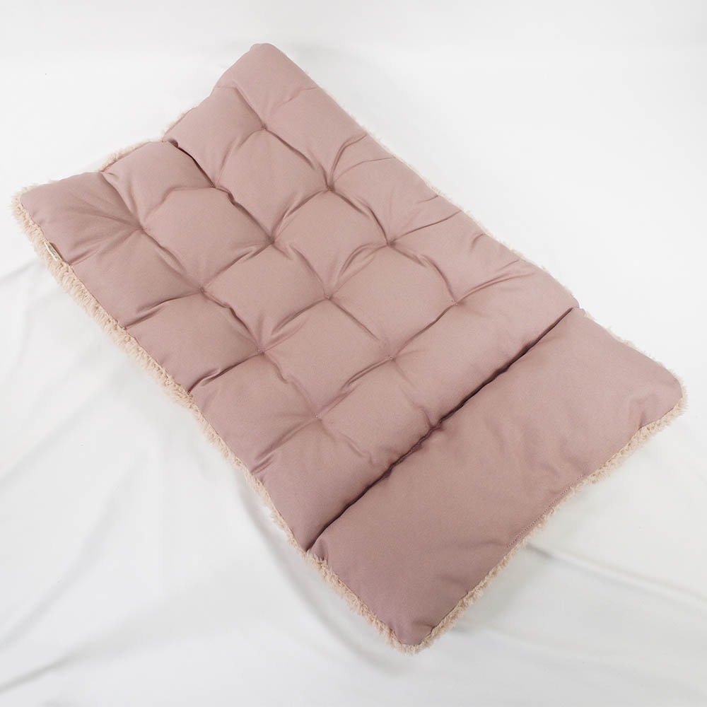 あごのせ縁無しクッション 丈夫な9.5号帆布生地 くすんだピンクファー Lサイズ