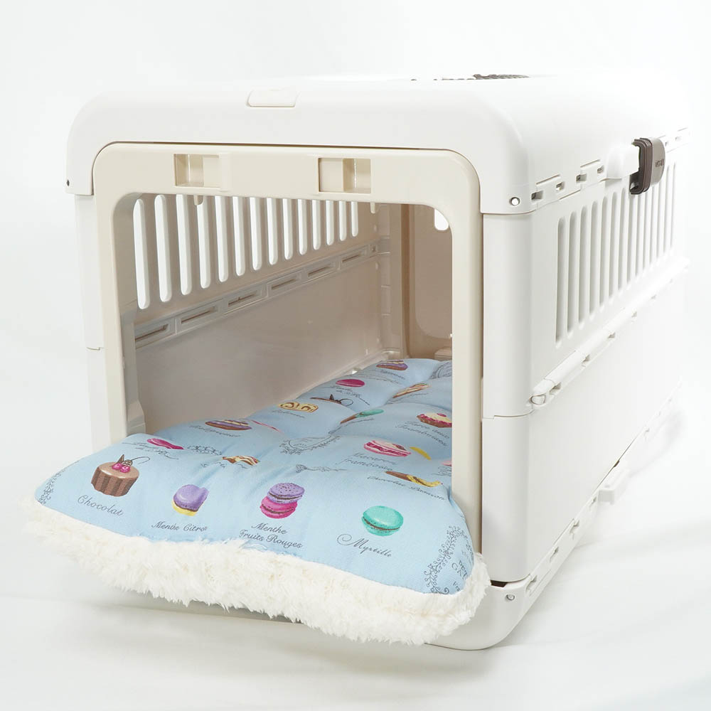 あごのせ縁無しクッション/クレートクッション マカロンブルーファー Sサイズ