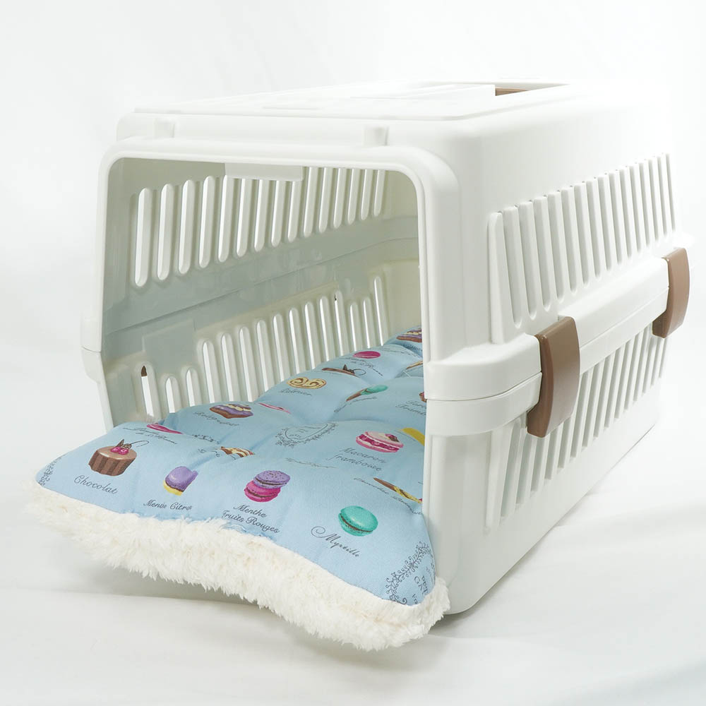 あごのせ縁無しクッション/クレートクッション マカロンブルーファー Sサイズ