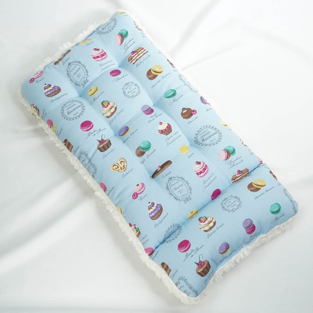 あごのせ縁無しクッション/クレートクッション マカロンブルーファー Sサイズ