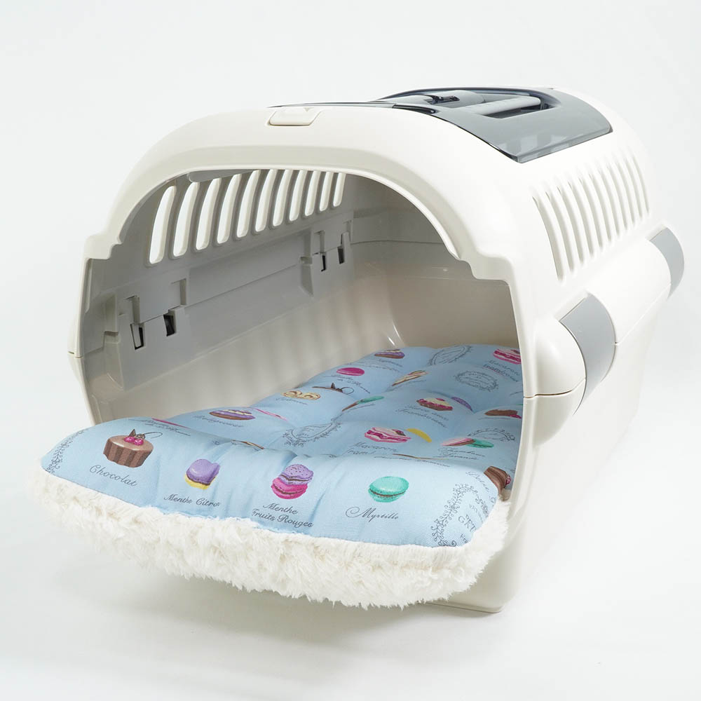 あごのせ縁無しクッション/クレートクッション マカロンブルーファー Sサイズ