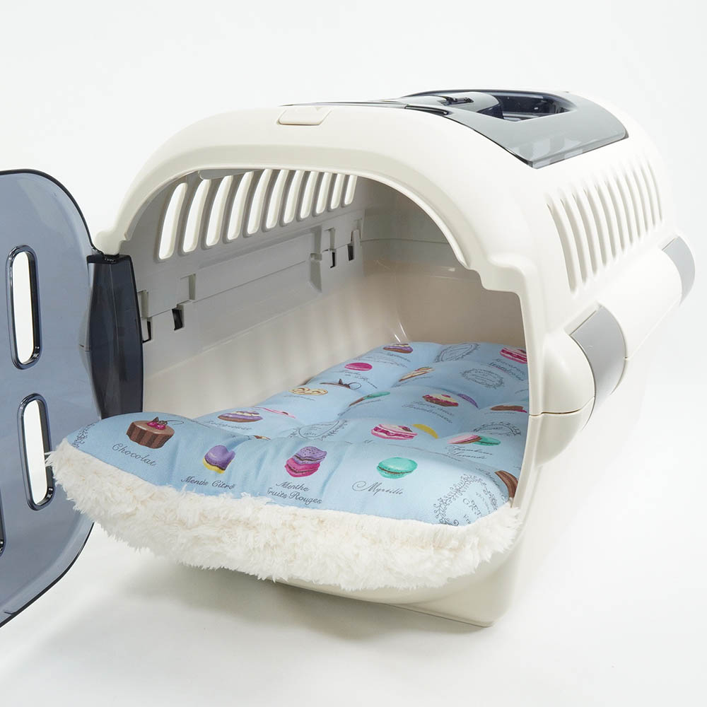 あごのせ縁無しクッション/クレートクッション マカロンブルーファー Sサイズ