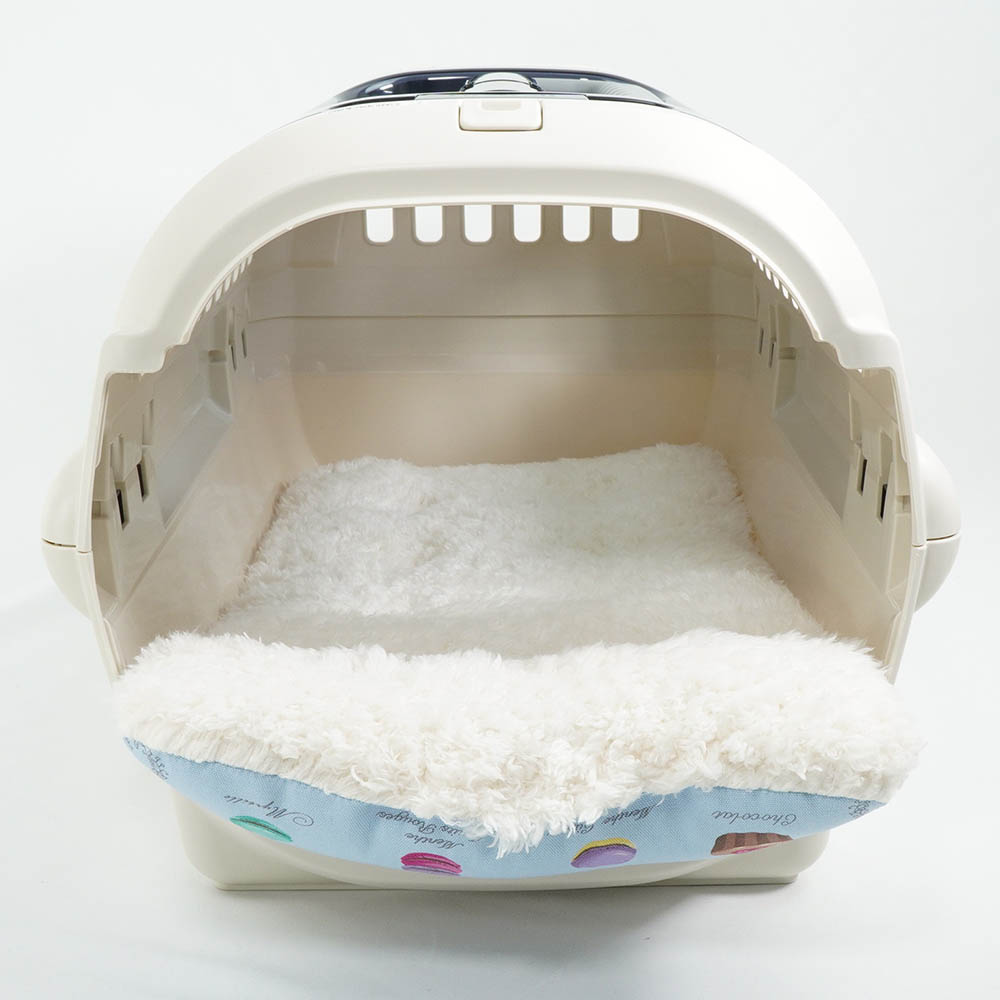 あごのせ縁無しクッション/クレートクッション マカロンブルーファー Sサイズ