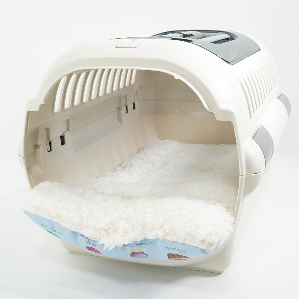 あごのせ縁無しクッション/クレートクッション マカロンブルーファー Sサイズ