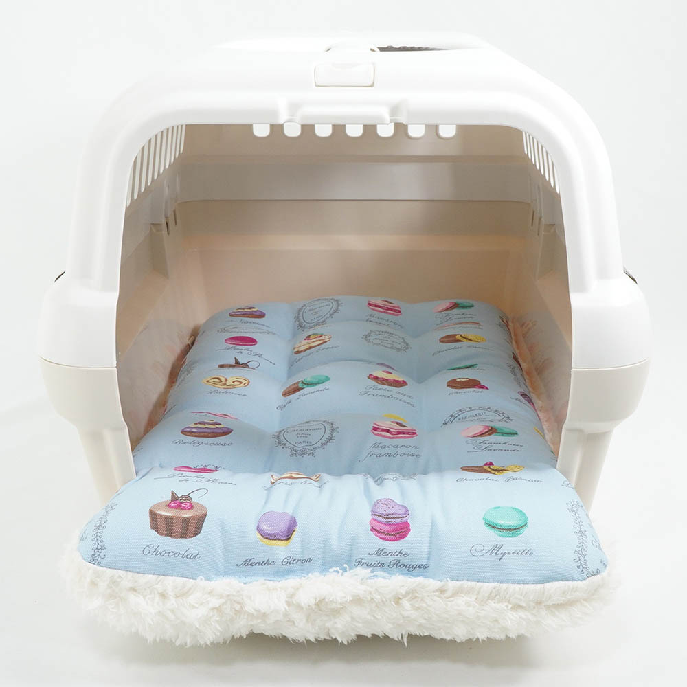 あごのせ縁無しクッション/クレートクッション マカロンブルーファー Sサイズ