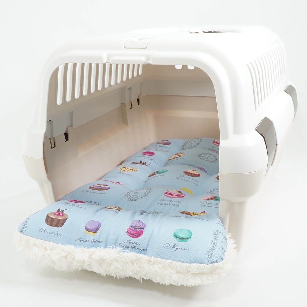 あごのせ縁無しクッション/クレートクッション マカロンブルーファー Sサイズ