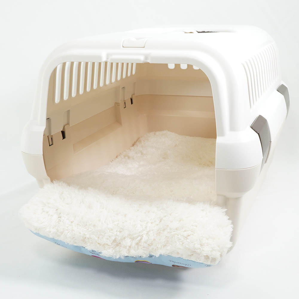 あごのせ縁無しクッション/クレートクッション マカロンブルーファー Sサイズ