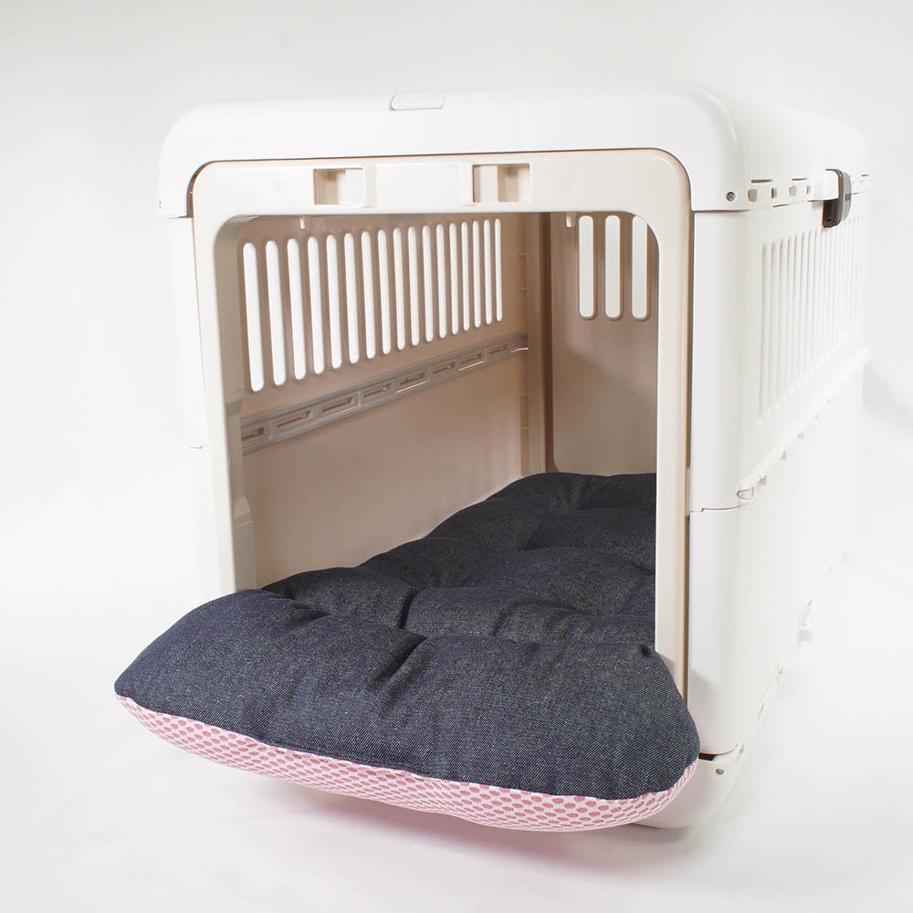 【500円OFF】DOME3レギュラー/ラージ両対応クッションセット 夏用ぷくぷく あごのせクッション＋夏用あごのせ縁無しクッション Mサイズ 東洋紡iCOLD 接触接触冷感 10オンスデニムネイビー