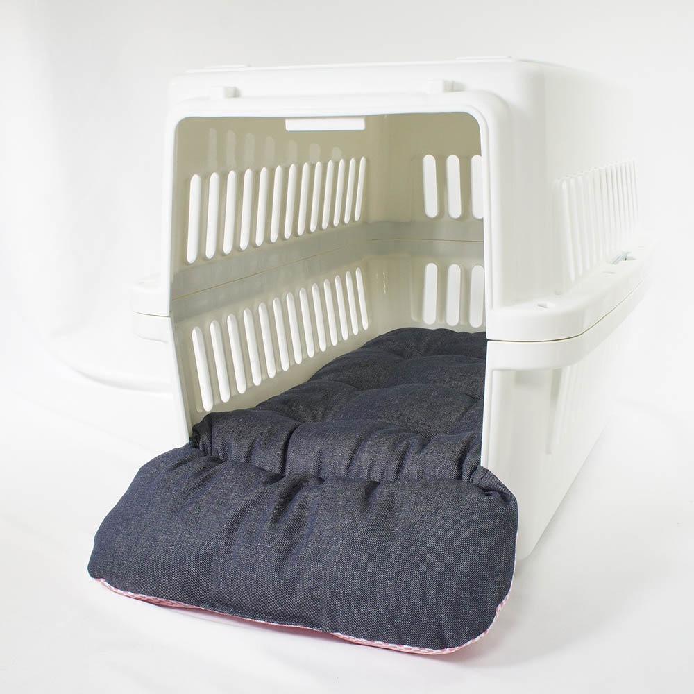 【500円OFF】DOME3レギュラー/ラージ両対応クッションセット 夏用ぷくぷく あごのせクッション＋夏用あごのせ縁無しクッション Mサイズ 東洋紡iCOLD 接触接触冷感 10オンスデニムネイビー