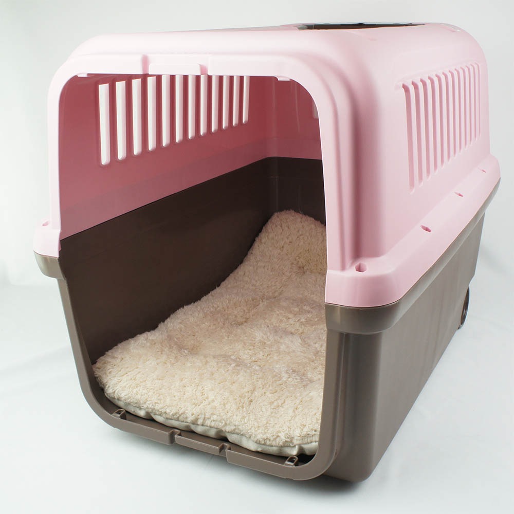 縁無しクッションベッド/クレートクッション カミカミ大好きちゃん用 ８号帆布生地 生成ファー Ｌサイズ