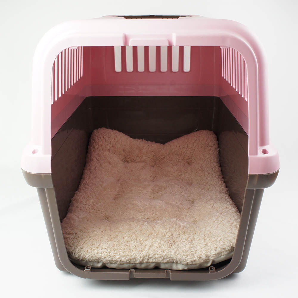 縁無しクッションベッド/クレートクッション カミカミ大好きちゃん用 ８号帆布生地 生成ファー Ｌサイズ