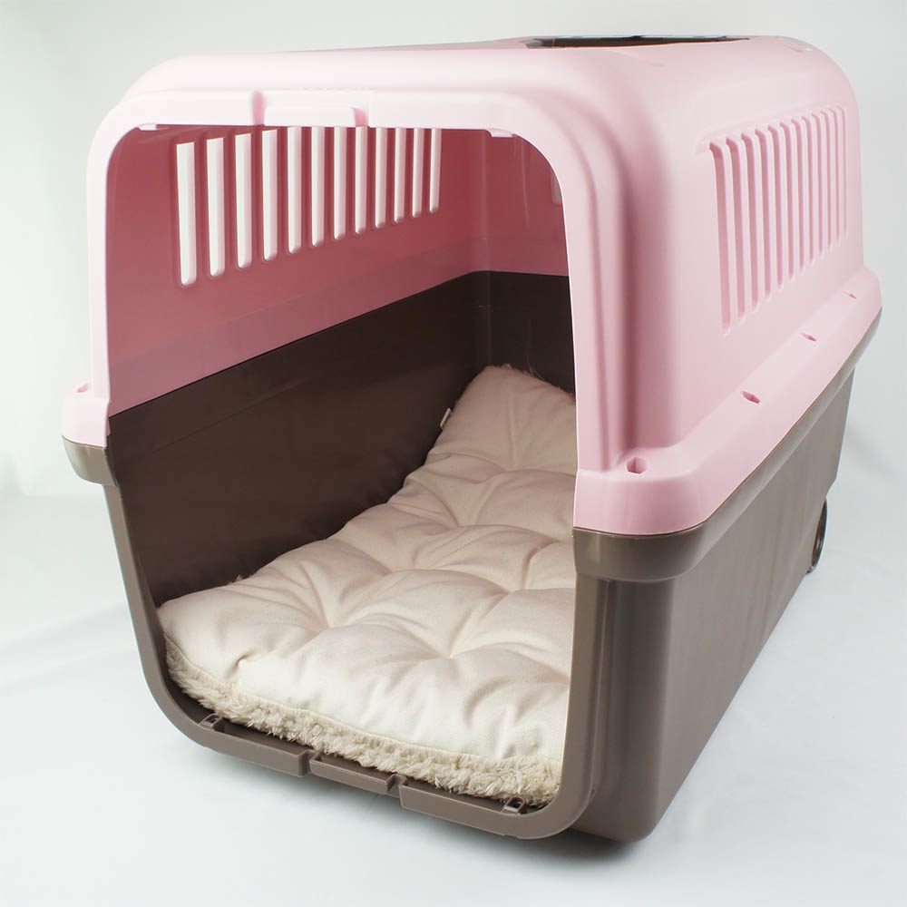 縁無しクッションベッド/クレートクッション カミカミ大好きちゃん用 ８号帆布生地 生成ファー Ｌサイズ