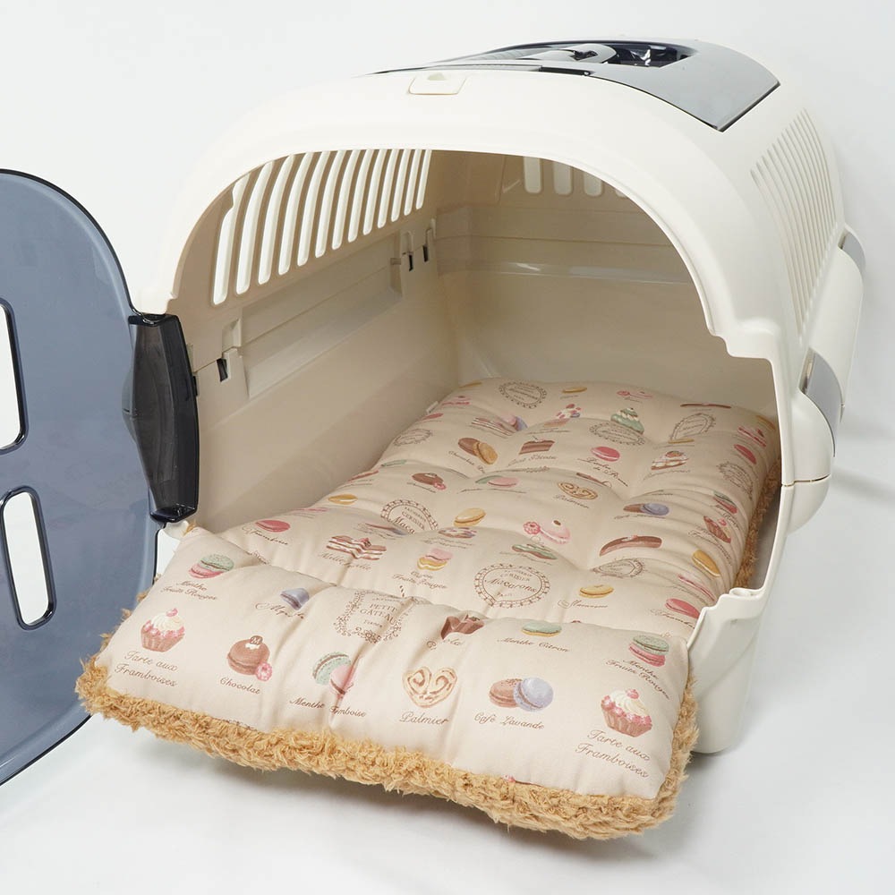 あごのせ縁無しクッション/クレートクッション マカロンベージュファーキャメル Mサイズ