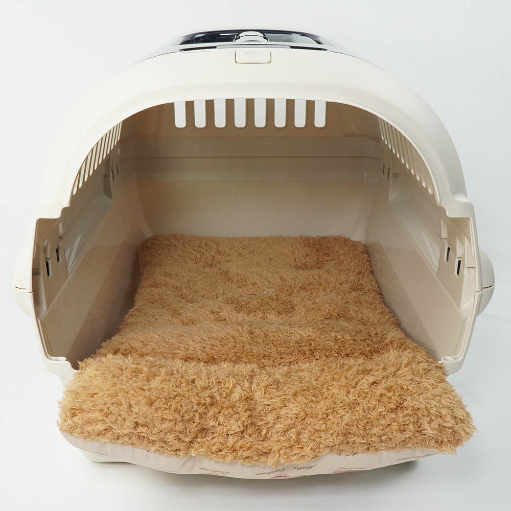 あごのせ縁無しクッション/クレートクッション マカロンベージュファーキャメル Mサイズ