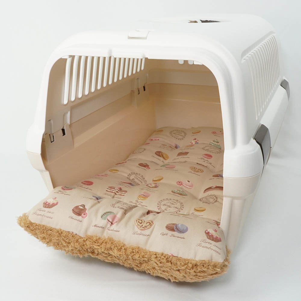 あごのせ縁無しクッション/クレートクッション マカロンベージュファーキャメル Mサイズ