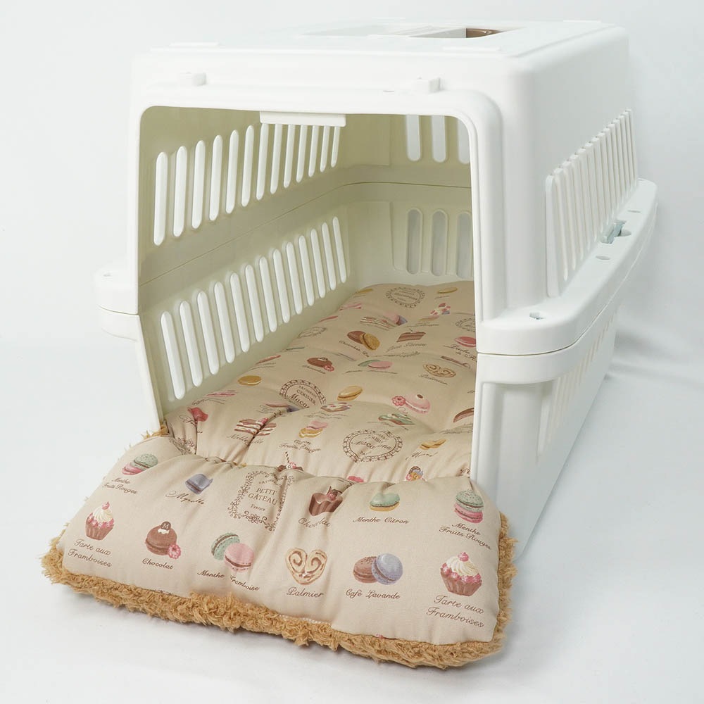 あごのせ縁無しクッション/クレートクッション マカロンベージュファーキャメル Mサイズ