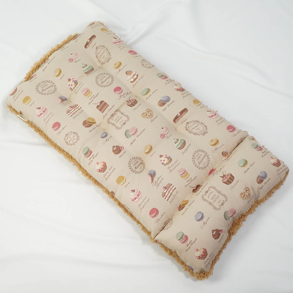 あごのせ縁無しクッション/クレートクッション マカロンベージュファーキャメル Mサイズ