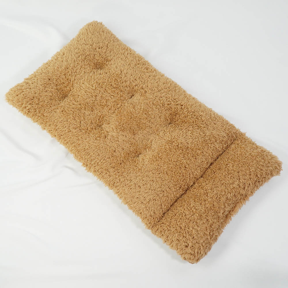 あごのせ縁無しクッション/クレートクッション マカロンベージュファーキャメル Mサイズ