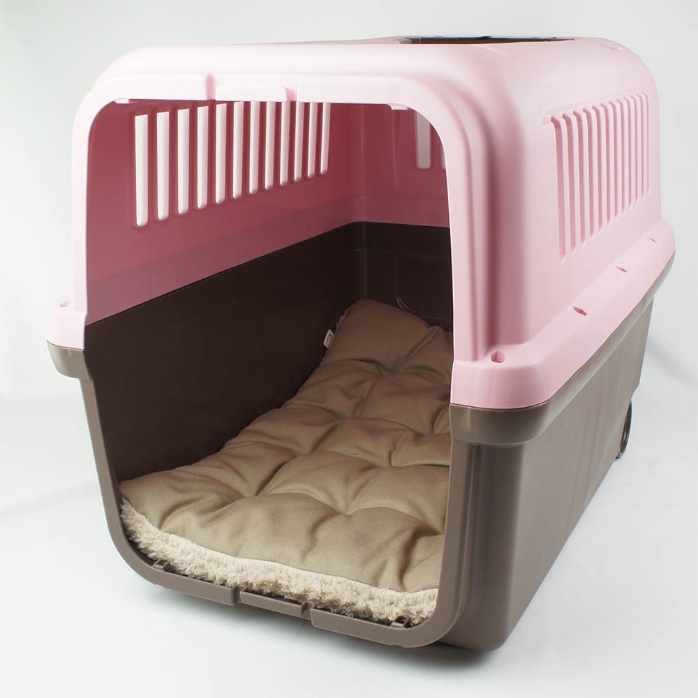 縁無しクッションベッド/クレートクッション カミカミ大好きちゃん用 8号帆布生地 モカファー Lサイズ