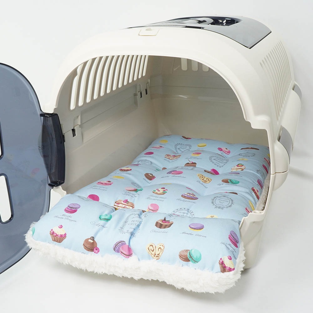 あごのせ縁無しクッション/クレートクッション マカロンブルーファー Mサイズ